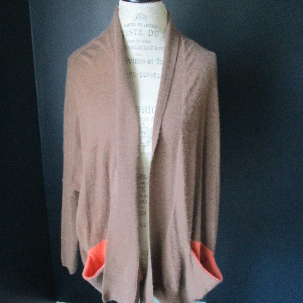 Vintage Fnubbu Copenhagen Brown Orange Cashmere Slouchy Cardigan Size Small